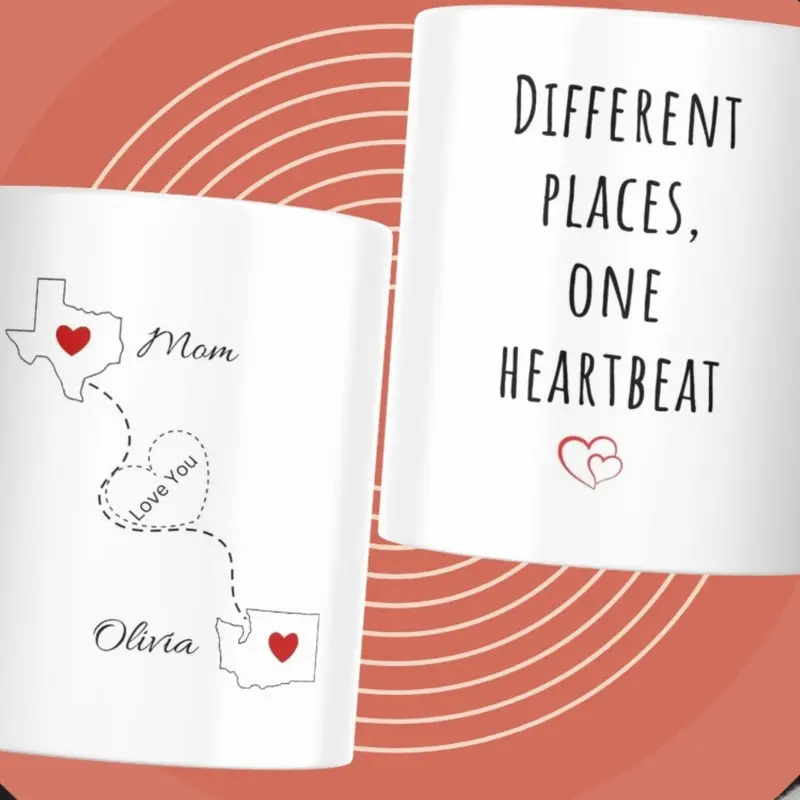 Long Distance Mom Mug, Personalized State To State Coffee Cup, Custom Long Distance Mom Gift For Mom From Daughter, Mothers Day Gift 1