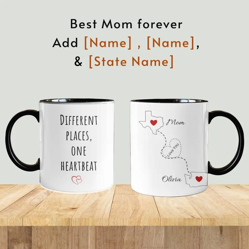 Long Distance Mom Mug, Personalized State To State Coffee Cup, Custom Long Distance Mom Gift For Mom From Daughter, Mothers Day Gift 2