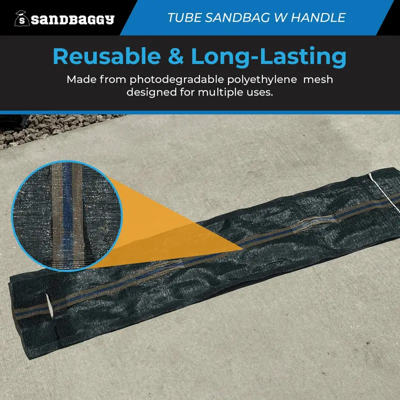 Long Tube Sandbags With Handle - 4 Ft Length (Lasts 1-2 Yrs) - 70 Lb Capacity 7