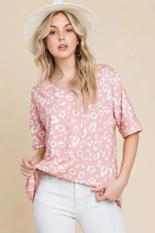 Loose Fit Animal Print Soft Knit Top 1