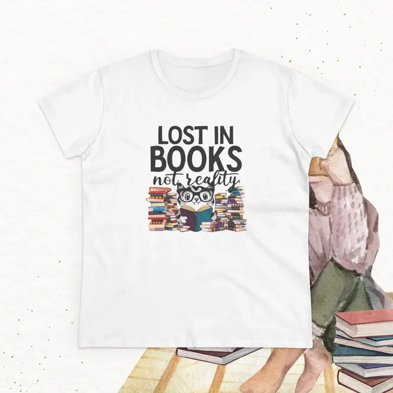 Lost In Book Not Reality Book Lovers Cotton Womens Tee 10