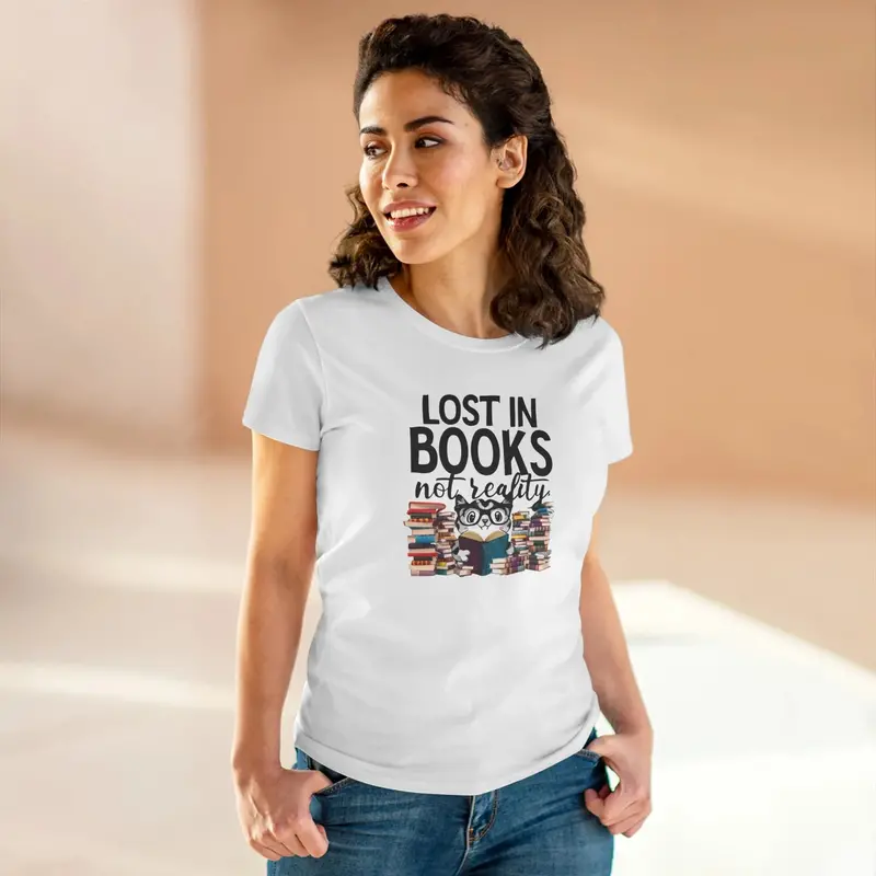 Lost In Book Not Reality Book Lovers Cotton Womens Tee 11