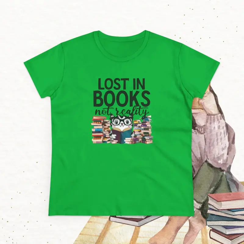 Lost In Book Not Reality Book Lovers Cotton Womens Tee 12