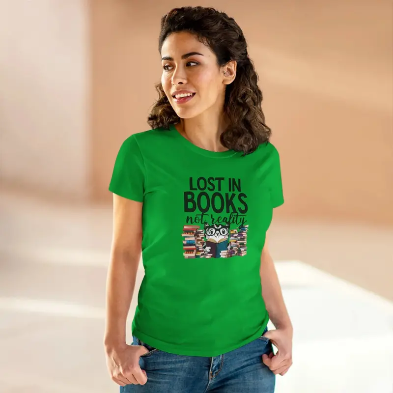 Lost In Book Not Reality Book Lovers Cotton Womens Tee 13