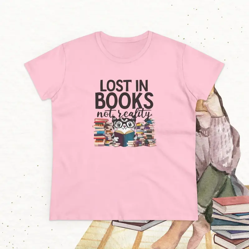 Lost In Book Not Reality Book Lovers Cotton Womens Tee 14