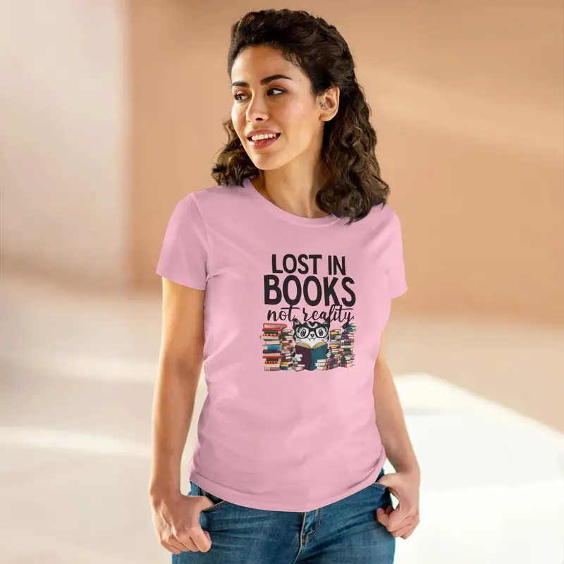 Lost In Book Not Reality Book Lovers Cotton Womens Tee 15