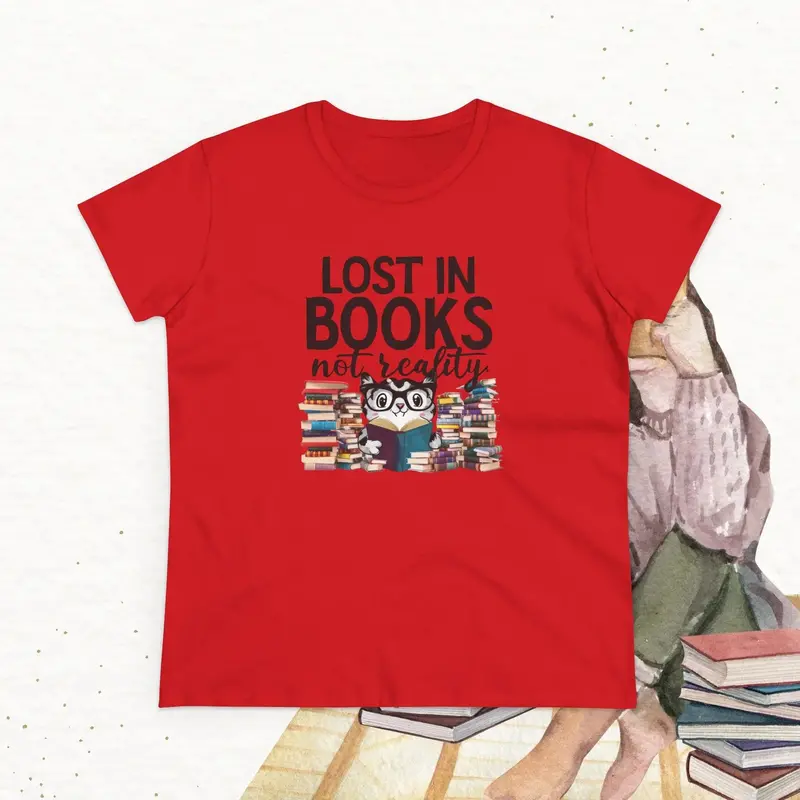 Lost In Book Not Reality Book Lovers Cotton Womens Tee 16