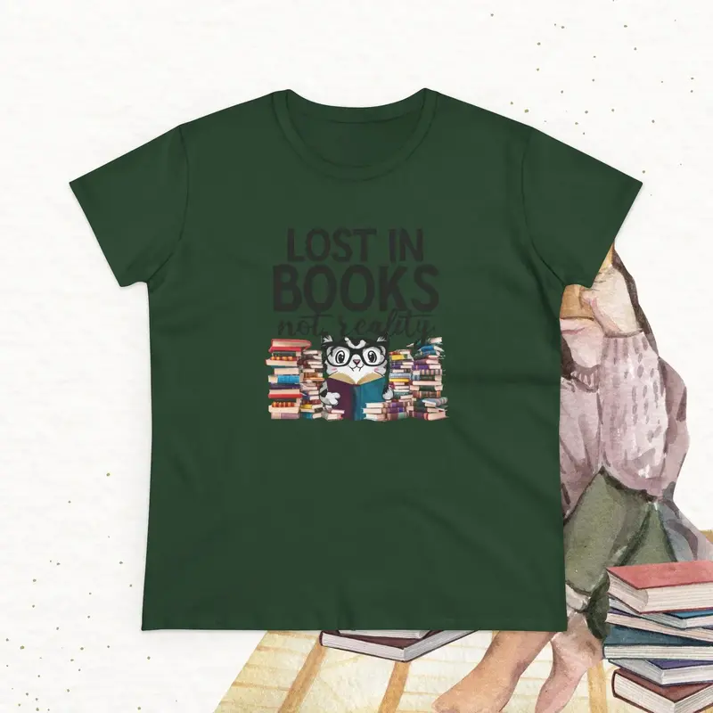 Lost In Book Not Reality Book Lovers Cotton Womens Tee 20