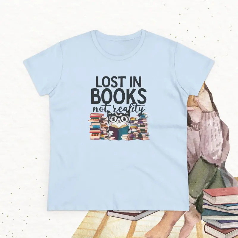 Lost In Book Not Reality Book Lovers Cotton Womens Tee 24