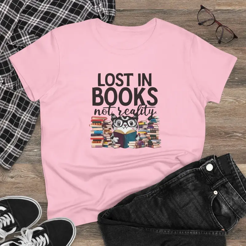 Lost In Book Not Reality Book Lovers Cotton Womens Tee 6