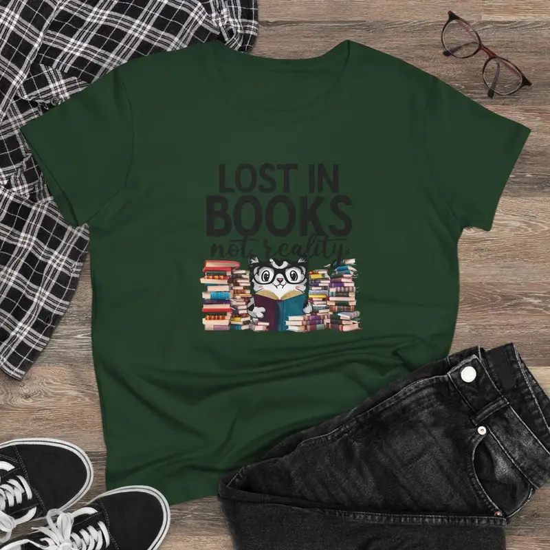 Lost In Book Not Reality Book Lovers Cotton Womens Tee 8
