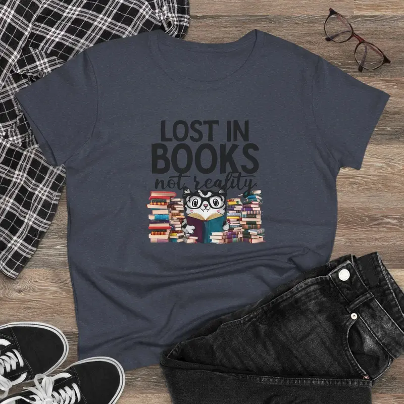 Lost In Book Not Reality Book Lovers Cotton Womens Tee 9