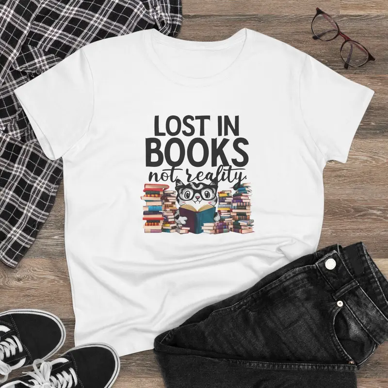 Lost In Book Not Reality Women Cotton Tshirt 3
