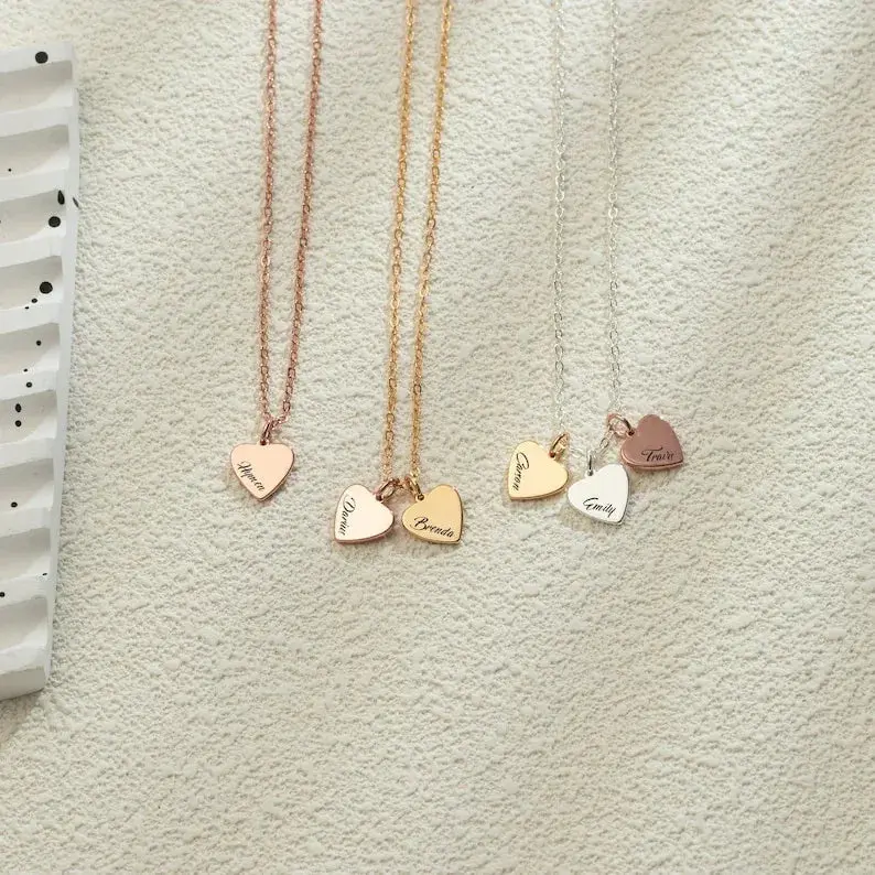 Love Heart Shape Necklace With Customizable Name Design 1