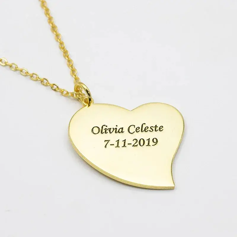 Love Heart Shaped Necklace With Customizable Name Design 1