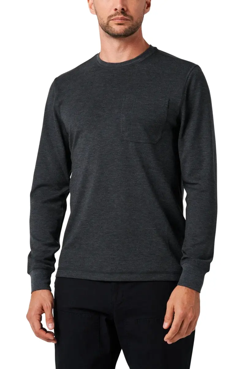 Lucky Brand Workwear Men's Performance Textured Knit Pocket Long Sleeve T-Shirt 1