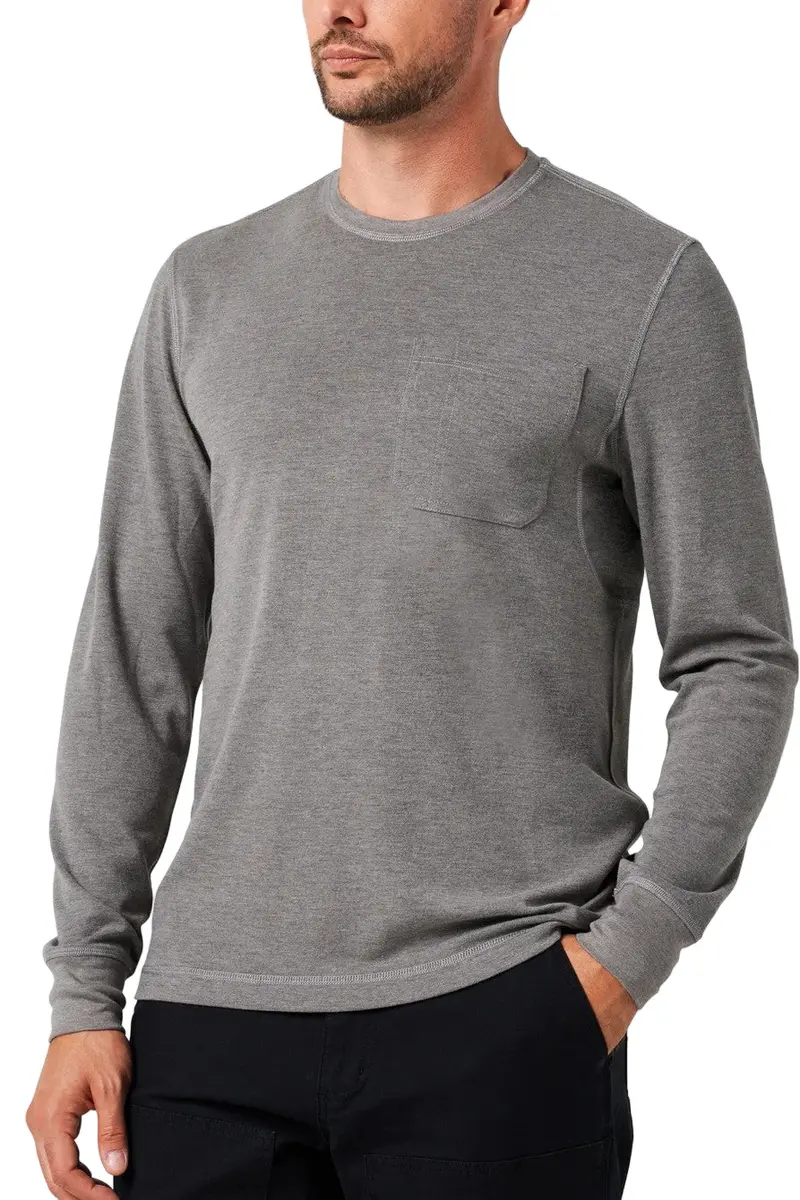 Lucky Brand Workwear Men's Performance Textured Knit Pocket Long Sleeve T-Shirt 4
