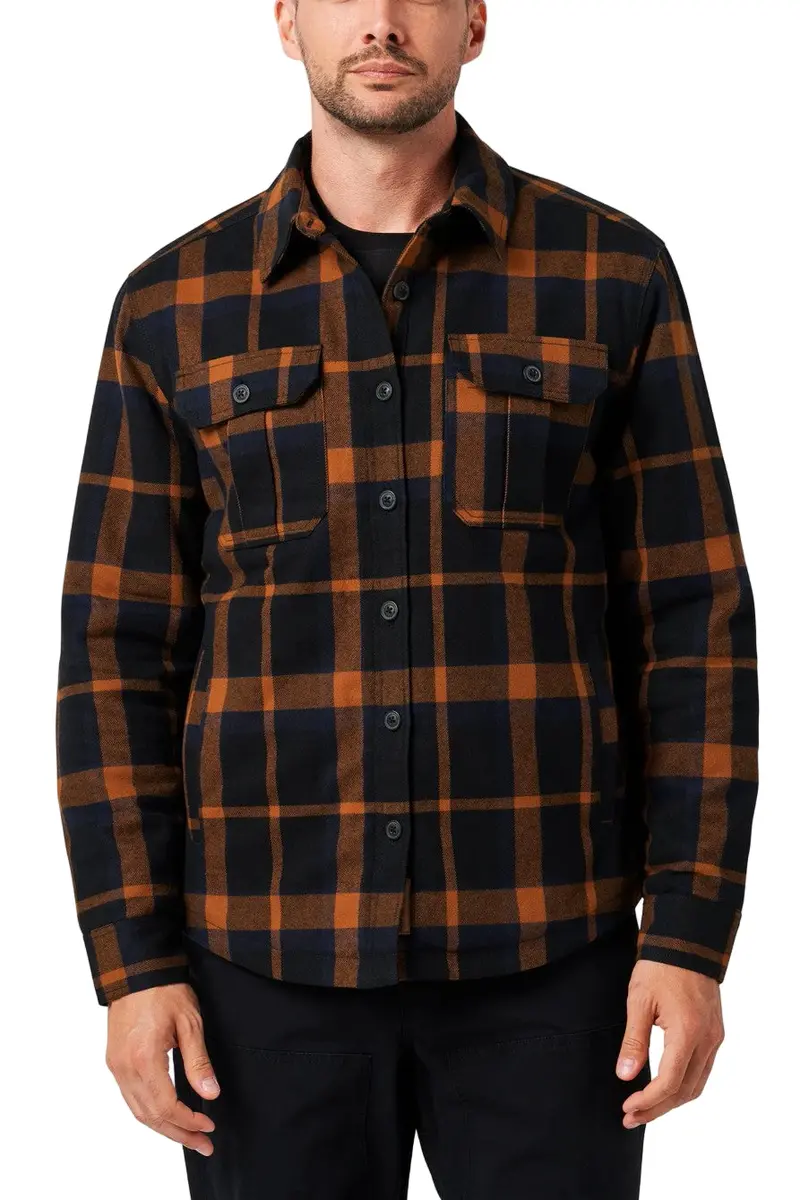 Lucky Brand Workwear Men's Yarn Dyed Flannel Sherpa Lined Shirt Jac 1