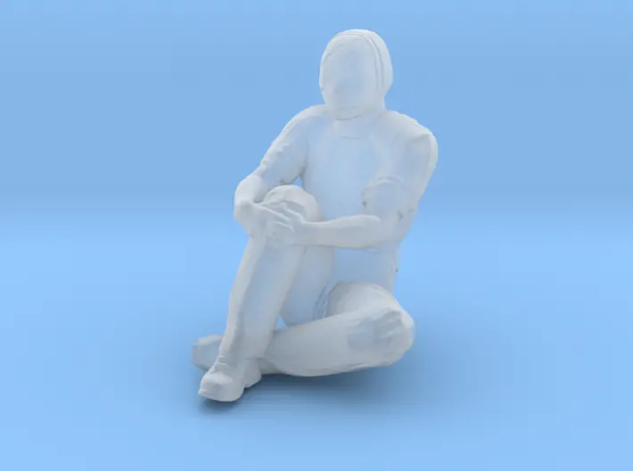 Man Sitting Ground Head & Neck Bandaged 1