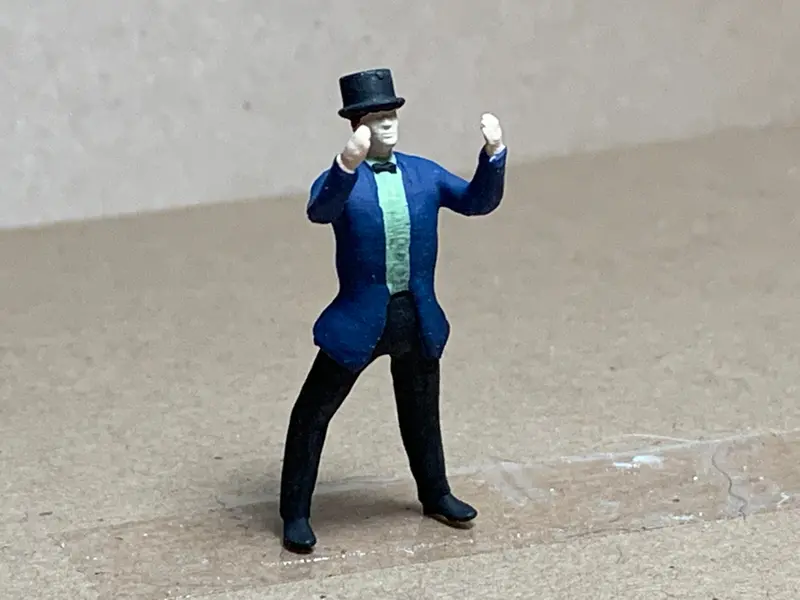 Man Standing Hands Air Suit Top Hat 1