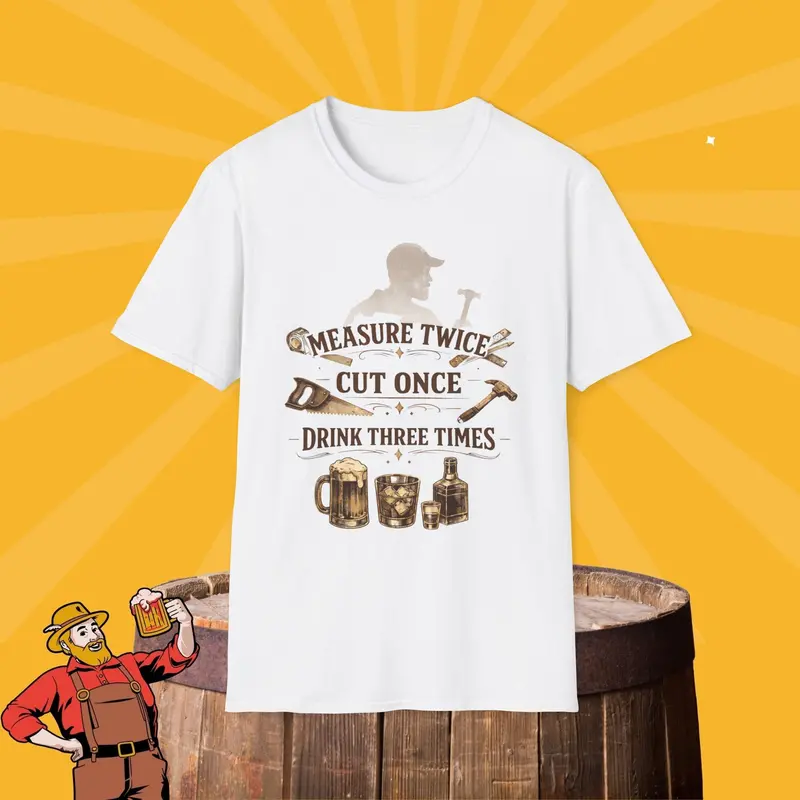 Measures Twice Cut Once Drink Three Times Cotton Tshirt 3