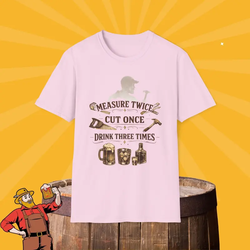 Measures Twice Cut Once Drink Three Times Cotton Tshirt 7