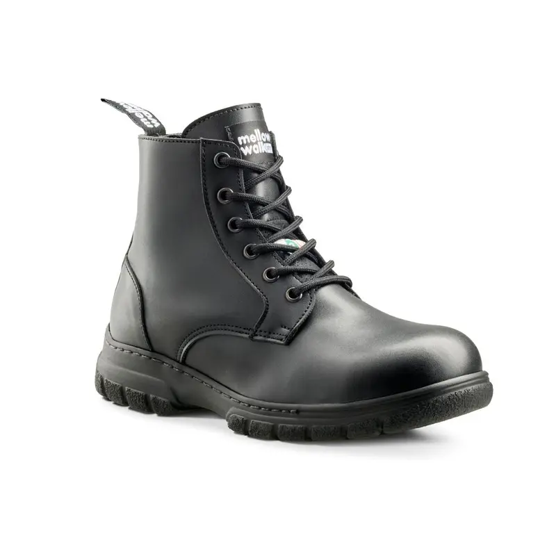 Mellow Walk Women's 6" Steel Toe Work Boot With Side Zipper 404049Blk 1
