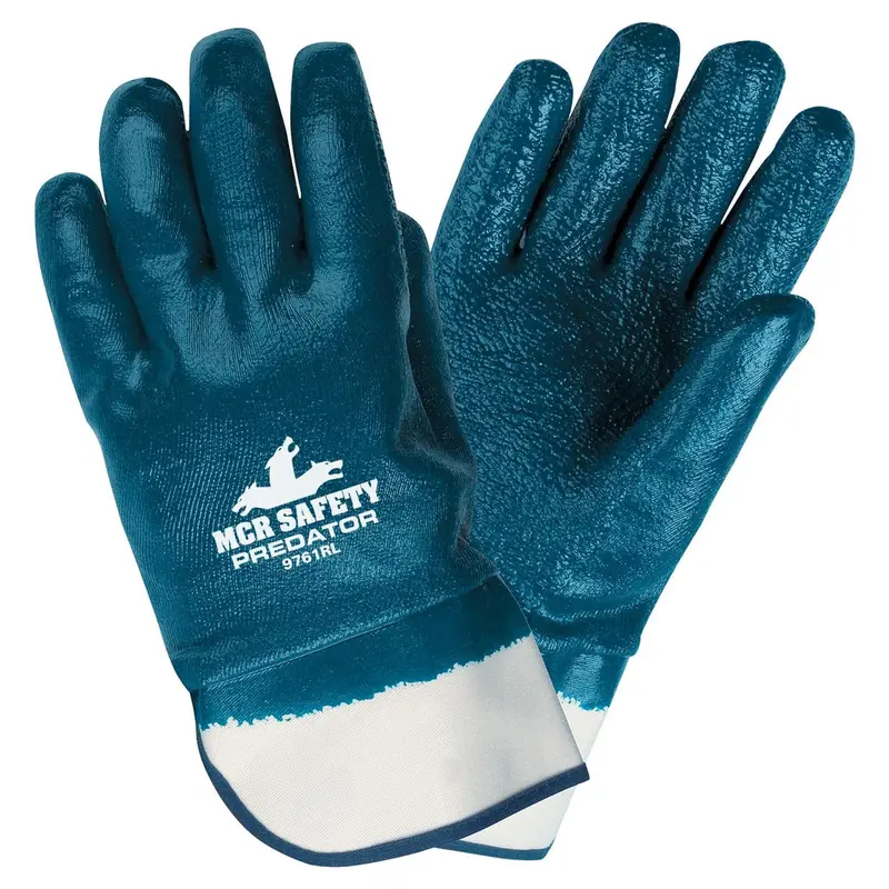 Memphis Predator Nitrile Coated Gloves Extra Rough Finish, Fully Coated, Large, Blue, Dozen #9761R 1