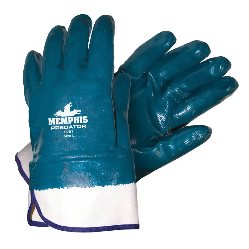 Memphis Predator Nitrile Coated Gloves, Smooth Finish, Fully Coated, Large, Blue, Dozen #9761 1