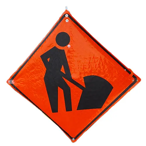 Men Working Or Arrow With Roll Up Sign With Stand 1