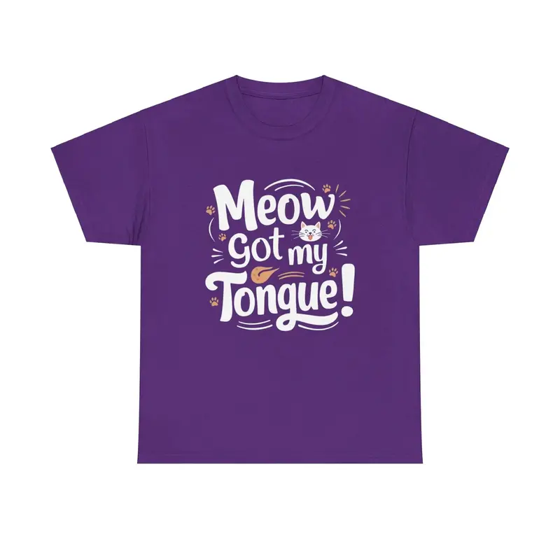 Meow Got My Tongue Idiom Cotton T-Shirts 10