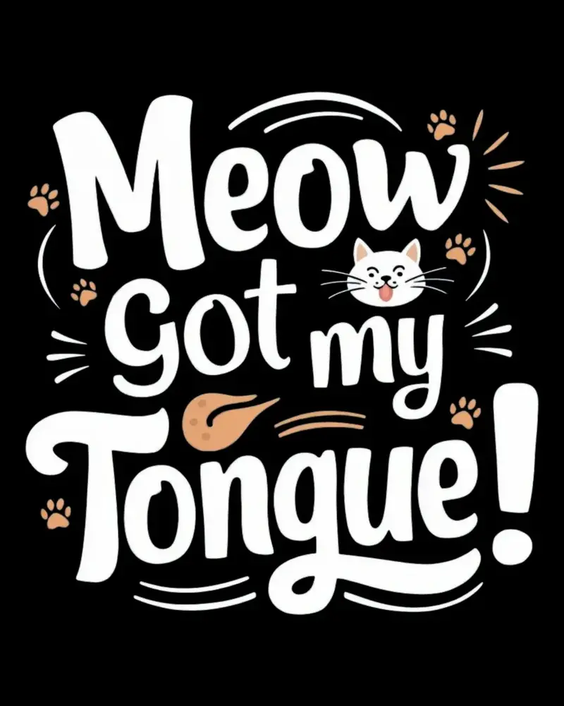 Meow Got My Tongue Idiom Cotton T-Shirts 2