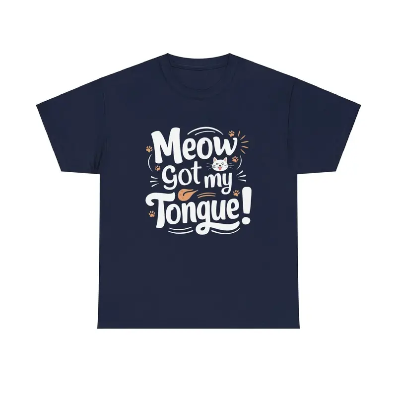 Meow Got My Tongue Idiom Cotton T-Shirts 6