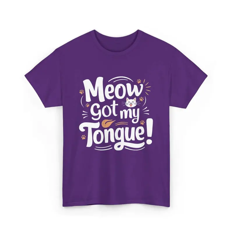 Meow Got My Tongue Idiom Cotton T-Shirts 7