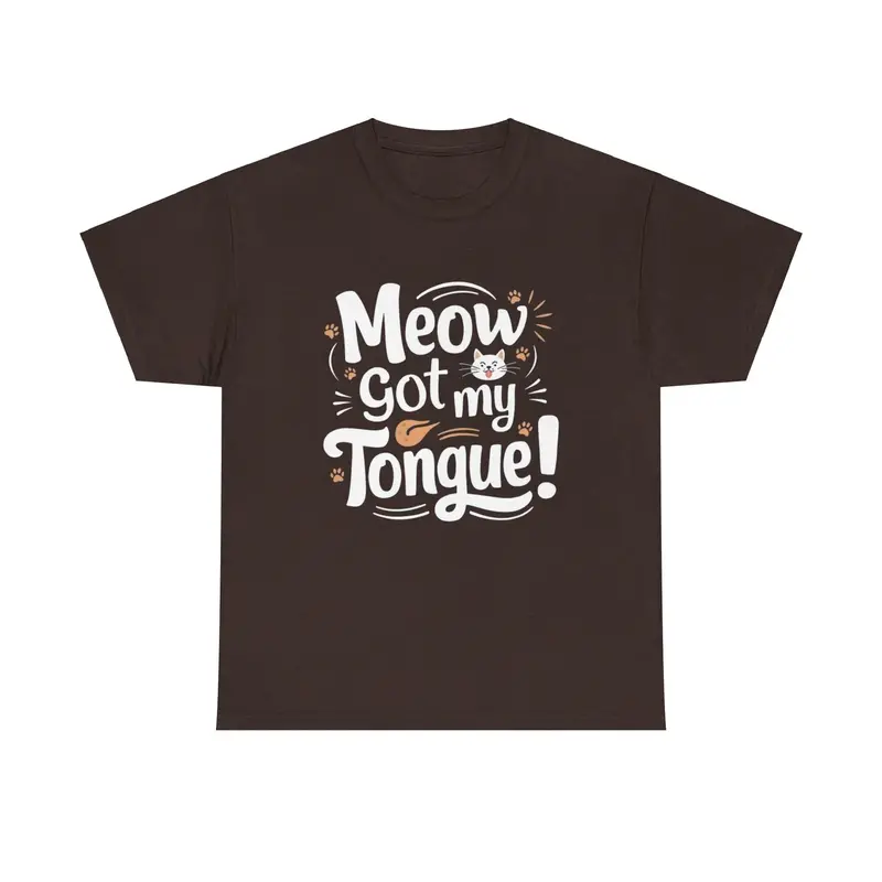 Meow Got My Tongue Idiom Cotton T-Shirts 8