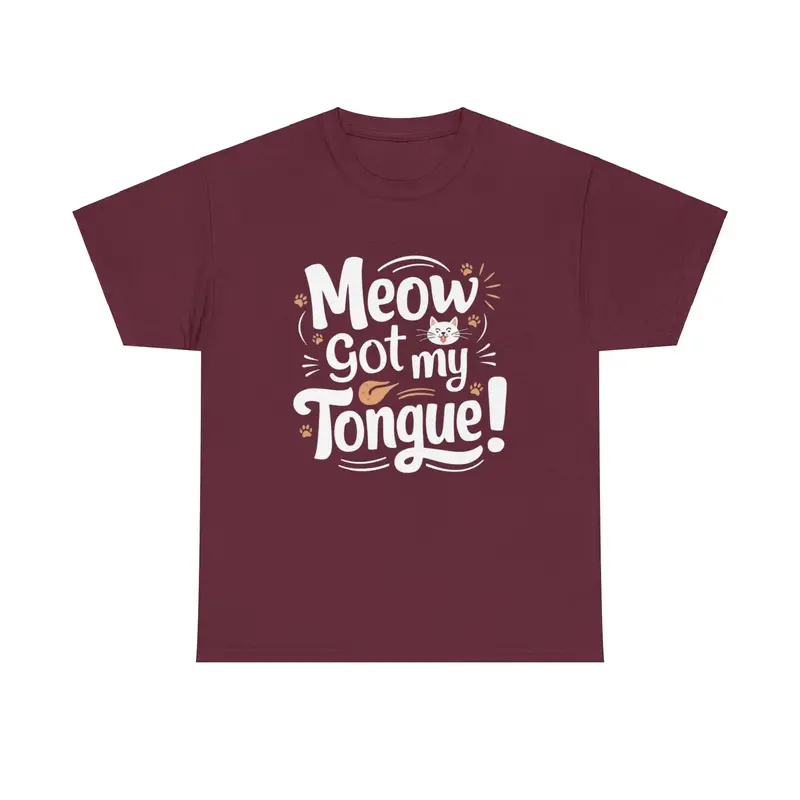 Meow Got My Tongue Idiom Cotton T-Shirts 9