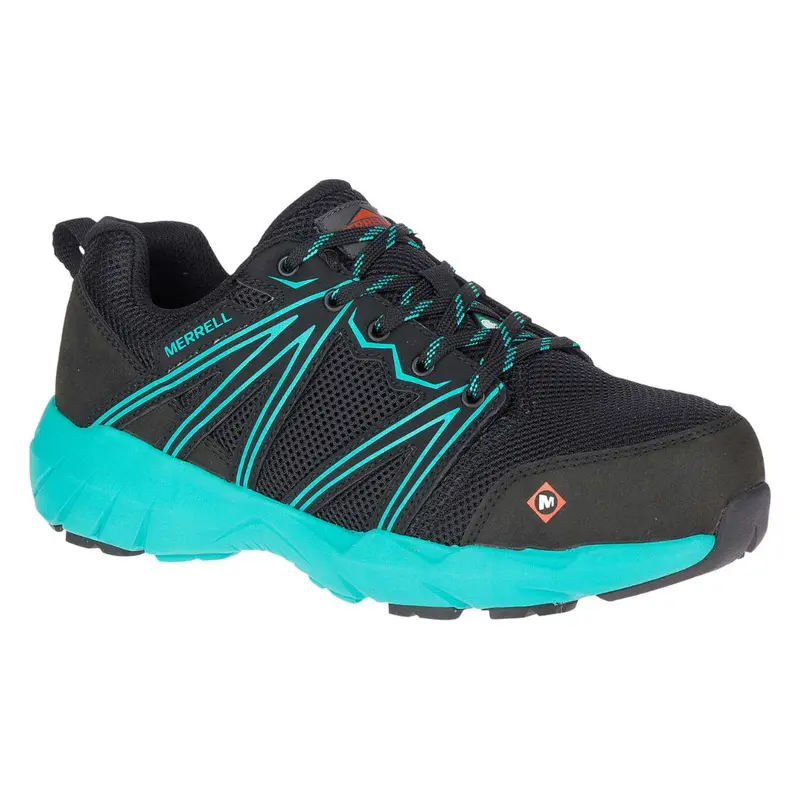 Merrell Fullbench Superlite J17548 Women's Alloy Toe Csa Athletic Work Shoe - Black/Teal 1