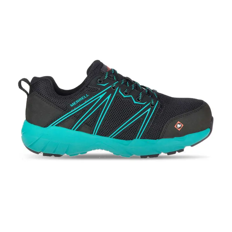 Merrell Fullbench Superlite J17548 Women's Alloy Toe Csa Athletic Work Shoe - Black/Teal 2