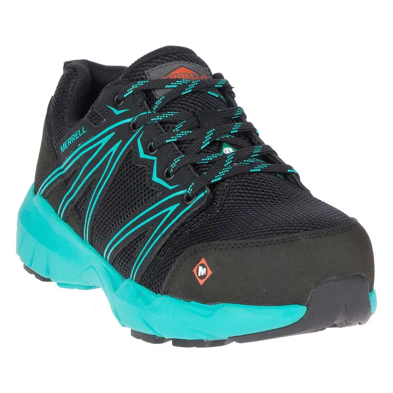 Merrell Fullbench Superlite J17548 Women's Alloy Toe Csa Athletic Work Shoe - Black/Teal 4