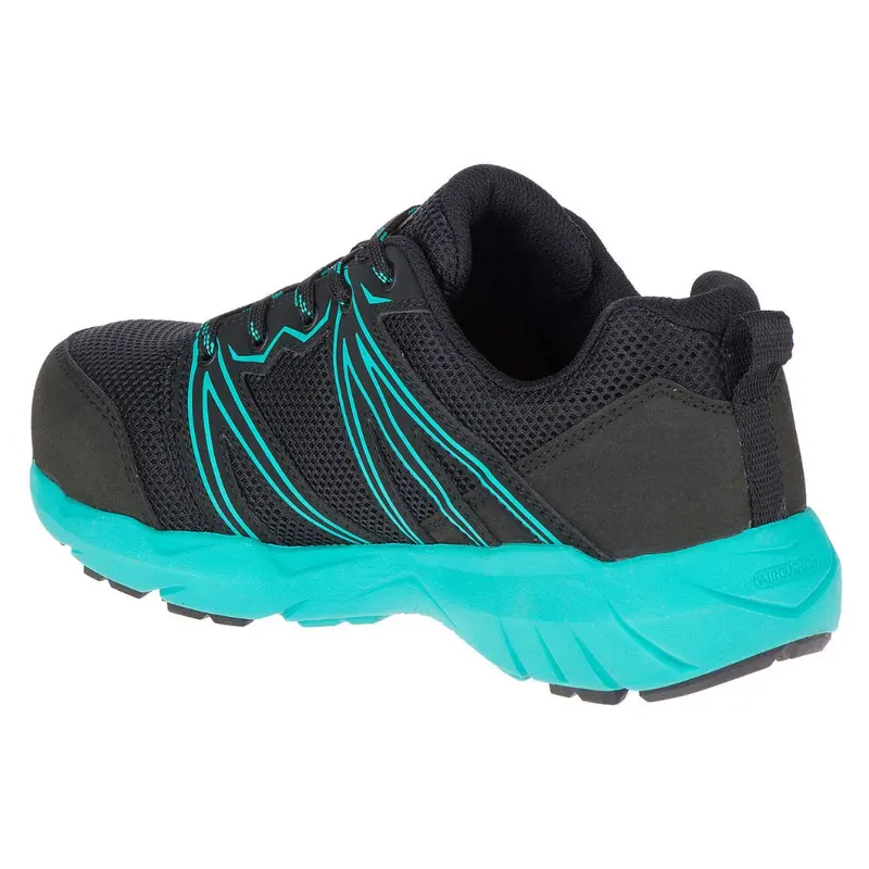 Merrell Fullbench Superlite J17548 Women's Alloy Toe Csa Athletic Work Shoe - Black/Teal 5