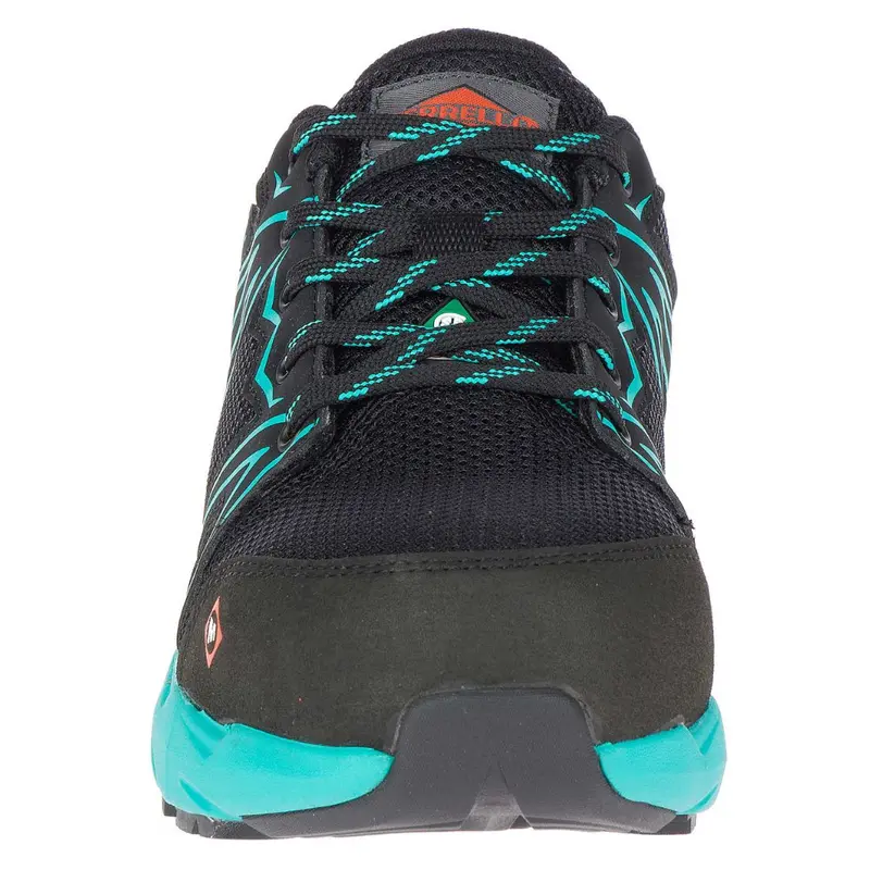Merrell Fullbench Superlite J17548 Women's Alloy Toe Csa Athletic Work Shoe - Black/Teal 7