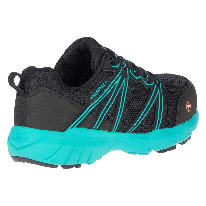 Merrell Fullbench Superlite J17548 Women's Alloy Toe Csa Athletic Work Shoe - Black/Teal 8