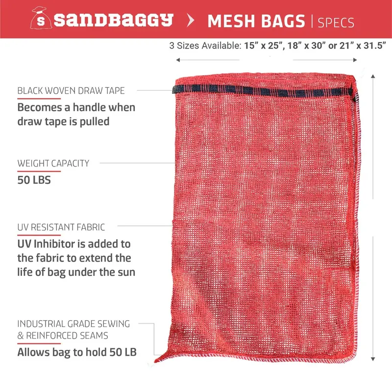 Mesh Produce Bags For Fruits & Vegetables (Red) 2