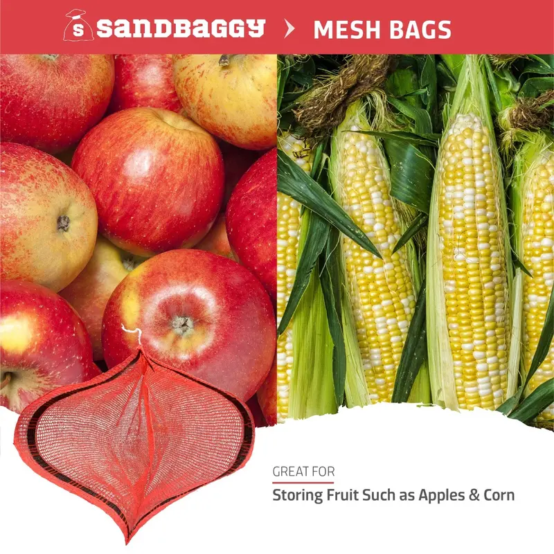 Mesh Produce Bags For Fruits & Vegetables (Red) 5