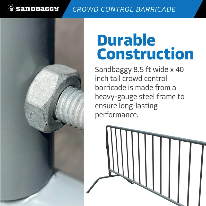 Metal 8.5 Ft Crowd Control Barricades - Interlocking Barriers 4