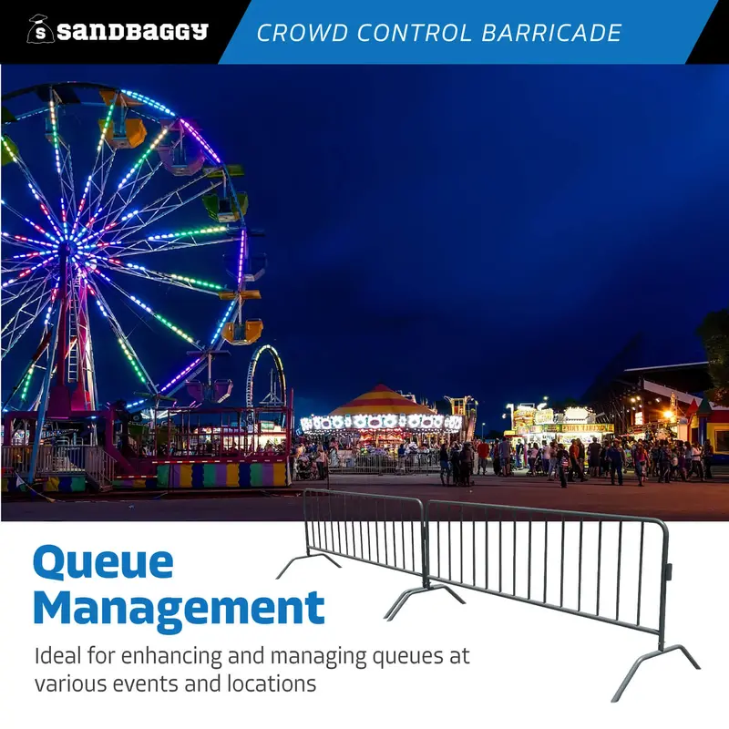 Metal 8.5 Ft Crowd Control Barricades - Interlocking Barriers 7