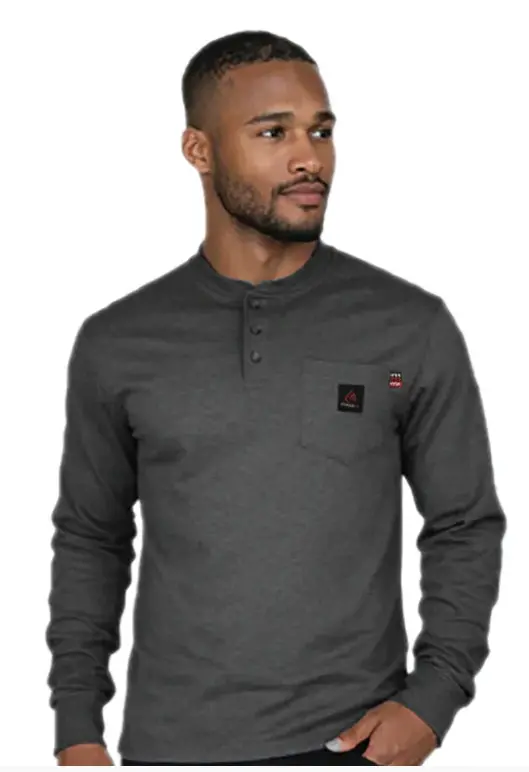 Mfrhnly004 Forge Fr Men's Crew Neck Light Weight Long Sleeve T-Shirt-Charcoal Grey 1