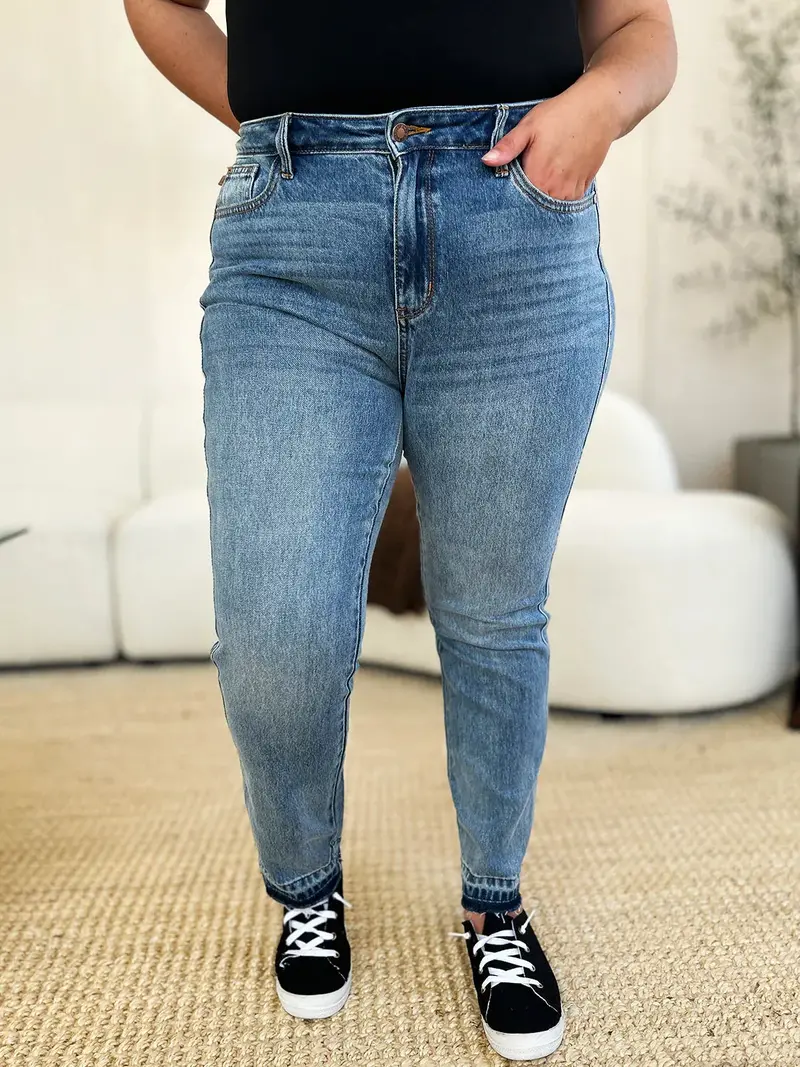 Mid Rise Rigid Magic Release Hem Judy Blue Jeans 1
