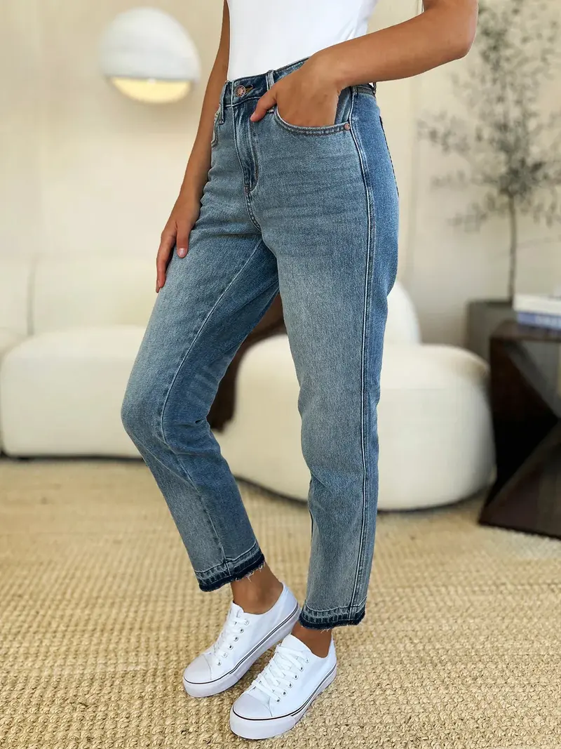 Mid Rise Rigid Magic Release Hem Judy Blue Jeans 10