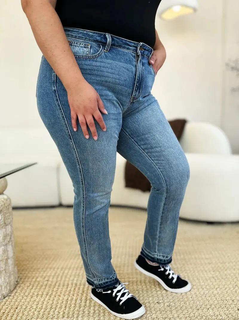 Mid Rise Rigid Magic Release Hem Judy Blue Jeans 4